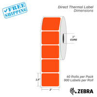 2"x1.5" - Direct Thermal Labels - 1” Core - 40 Rolls per Pack - warehouse supplies