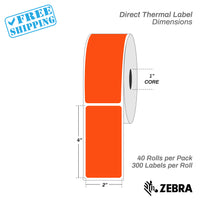 2"x4" - Direct Thermal Labels - 1” Core - 40 Rolls per Pack - warehouse supplies