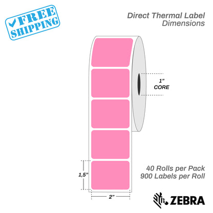 2.5"x1.5" - Direct Thermal Labels - 1” Core - 40 Rolls per Pack - warehouse supplies