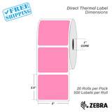 3”X2.5" - Direct Thermal Labels - 1” Core - 20 Rolls per Pack - 500 labels per roll - (10000 Labels) - warehouse supplies