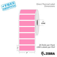 3”X1" - Direct Thermal Labels - 1” Core - 20 Rolls per Pack - 1300 labels per roll - (26000 Labels) - warehouse supplies