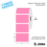 3”X2" - Direct Thermal Labels - 1” Core - 16 Rolls per Pack - 725 labels per roll - (11600 Labels) - warehouse supplies