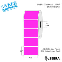 2.5"x1.5" - Direct Thermal Labels - 1” Core - 40 Rolls per Pack - warehouse supplies