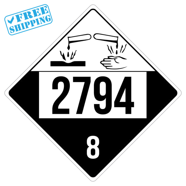 Placard Sign | CORROSIVE "2794" COD 8 | 10x10" | Pack of 25 units - Warehouse Instant Supplies LLC