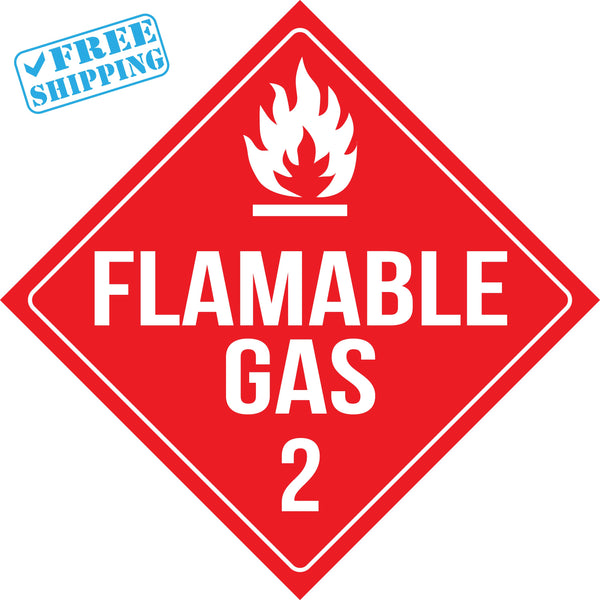 Placard Sign - FLAMMABLE GAS 2 - 10X10” - Pack of 25 units - warehouse supplies