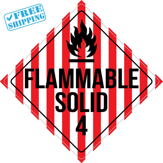 Placard Sign - FLAMMABLE SOLID 4 - 10X10” - Pack of 25 units - warehouse supplies