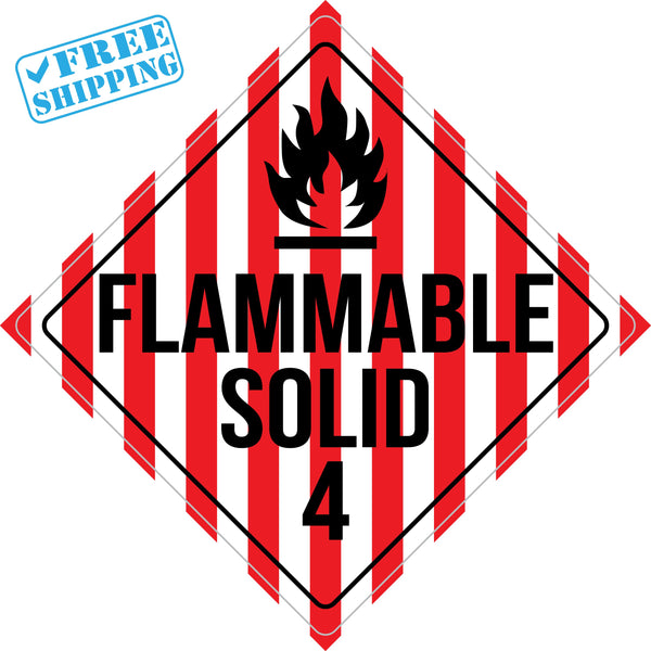 Placard Sign - FLAMMABLE SOLID 4 - 10X10” - Pack of 25 units - warehouse supplies