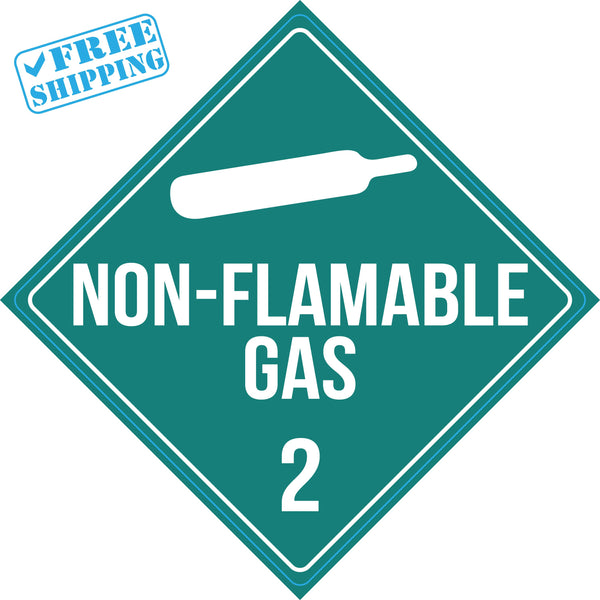 Placard Sign - NON-FLAMMABLE GAS 2 - 10X10” - Pack of 25 units - warehouse supplies