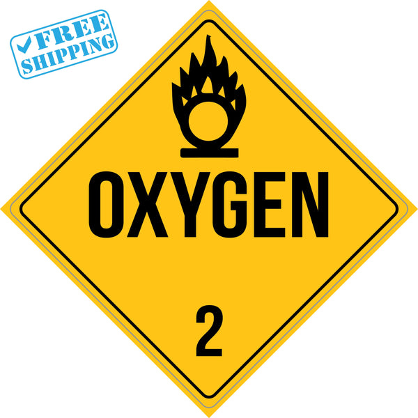 Placard Sign - OXYGEN 2 - 10X10” - Pack of 25 units - warehouse supplies