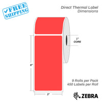 3”X6" - Direct Thermal Labels - 1” Core - 9 Rolls per Pack - 450 labels per roll - (4050 Labels) - warehouse supplies