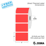 3”X2" - Direct Thermal Labels - 1” Core - 16 Rolls per Pack - 725 labels per roll - (11600 Labels) - warehouse supplies