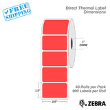 2.5"x1.5" - Direct Thermal Labels - 1” Core - 40 Rolls per Pack - warehouse supplies