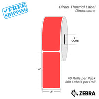 2"x4" - Direct Thermal Labels - 1” Core - 40 Rolls per Pack - warehouse supplies