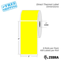 3”X6" - Direct Thermal Labels - 1” Core - 9 Rolls per Pack - 450 labels per roll - (4050 Labels) - warehouse supplies