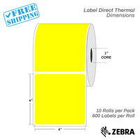 4”X4" - Direct Thermal Labels - 1” Core - 10 Rolls per Pack - 600 labels per roll - (6000 Labels) - warehouse supplies